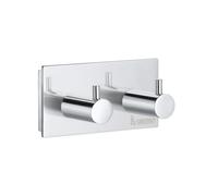 Polished Chrome Double Towel Hook Wall Mounted Bathroom Storage Smedbo UK Silver One Size