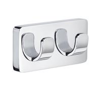 Polished Chrome Double Towel Hook Wall Mounted Bathroom Storage Smedbo UK Silver One Size