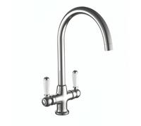 Polished Chrome Dual Lever Handle Traditional Kitchen Sink Mixer Tap
