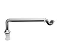 Polished Chrome Exposed Shallow Bath Trap and Pipe | Silver | Stainless Steel | 40mm x 245mm x 600mm
