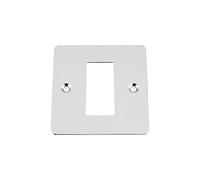 Polished Chrome - Flat Plate - Modular Data Grid Faceplate - Cut Hole 25 x 50 mm