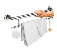Polished Chrome Grab Bar 24 Inch w/Towel Holder, iHansee Stainless Steel Towel Rack Shower Support Balanced Support Handle, Wall Mount Safety Handrail Grab Rail for Elderly Senior Handicap Disabled