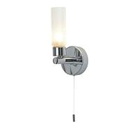 Polished Chrome IP44 Bathroom Tube Wall Light With Pull Cord Switch