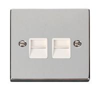 Polished Chrome Master Telephone Twin Socket SE Home Metallic Silver One Size