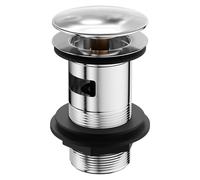 Polished Chrome Moon Cap Slotted Click Clack Basin Waste | Silver | Brass | 61mm x 97mm x 61mm