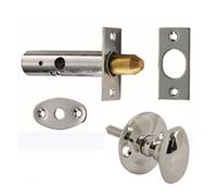 Polished Chrome Oval Thumturn with Security Rack Bolt/Star Door Lock Set Pack