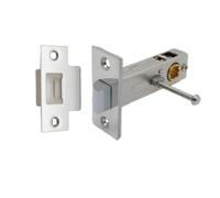 Premium Privacy Push Button Rectangular Tubular Latch 57mm Backset in Polished Chrome