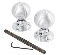 Polished Chrome Reeded Queen Anne Beehive Style Mortice Door Knobs Pair - AB Hardware