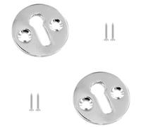 Polished Chrome Round Escutcheon Plate 35mm Heavy Duty Victorian Standard Profile Keyhole Open Lock Cover Plate Pack of 2