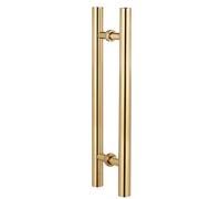 Polished Chrome Round Pull Handle - 24" to 36" Adjustable Push/Pull Bar for Wooden & Glass Doors, Gold Finish Door Handle with Easy Installation Fittings
