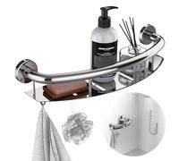 Polished Chrome Safety Grab Bar 18-inch with Storage Shelf for Bathtub or Shower, Drainage Holes, Stainless Steel, Wall Mounted Grab Bars for Elderly Injured Balance Support