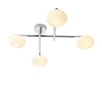 Polished Chrome Semi Flush Bathroom Ceiling Light & Opal Glass Shade - Four Bulb