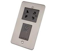 Polished Chrome Shaver Socket Outlet 2 Gang Dual Voltage 115V/230V