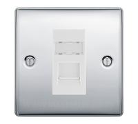 Polished Chrome Single 1 Gang RJ45 Data Socket White Insert NPCRJ451