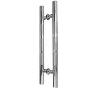 Polished Chrome Sliding Barn Door Handle Set Both Side Pull & Flush Bar Replacement Hardware for Framed Glass Doors Ideal for Toilet Office & Kitchen Use