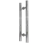 Polished Chrome Sliding Barn Door Handle Set Both Side Pull & Flush Bar Replacement Hardware for Framed Glass Doors in Office Kitchen and Toilet