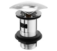 Polished Chrome Square Cap Slotted Click Clack Basin Waste | Silver | Brass | 62mm x 102mm x 62mm