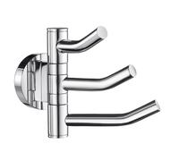 Polished Chrome Swivel Swing Arm Triple Towel Hook Wall Mounted Smedbo UK Silver One Size