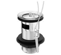 Polished Chrome Traditional Basin Waste and Overflow with Brass Plug and Ball Chain | Silver | 61mm x 97mm x 61mm