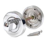 Polished Chrome Turn & Release Set for Bathroom Lock - Toilet Door Thumb Twist