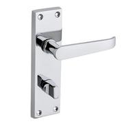 Polished Chrome Victorian Bathroom Thumb Lock Door Handle - Pair - Designer Levers