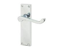 Polished Chrome Victorian Scroll Long Plate Lever Latch Door Handles 150mm