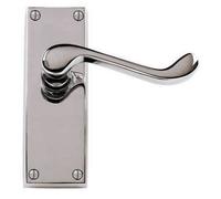Polished Chrome Victorian Scroll Long Plate Lever Latch Door Handles 150mm (3)