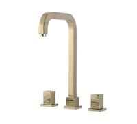 Polished d Double Handle Bathroom Vani Sink Mixer Deck Mounted Three Holes Hot & Cold Water Design for Modern Bathrooms