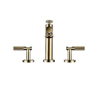 Polished d Double Handle Deck Mounted Mixer Tap for Bathroom Sink - Hot & Cold Water Faucet Three Hole Installat and Tapware