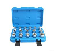Polished Finish Socket Set 16-Piece 8-24mm 12-Point | Ideal for garages, car maintenance, bolt tightening, nut removal, professional mechanic tasks