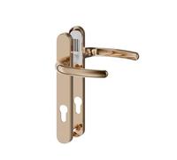 Polished Gold - Direkt uPVC Door Handle 122mm Screw Centres 92PZ - Sprung Lever/Lever Replacement Set for Double Glazing & Composite Doors - Reversible, Weather-Resistant & Salt-Spray Tested