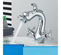 Polished Gold Dragon Bathroom Basin Faucet Dual Handles Hot Cold Mixer Tap Vessel Sink Faucet Deck Mount Tapware Washbasin Crane(Black Bronzed) (Chrome)
