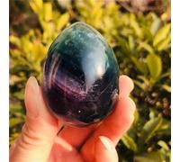 Polished Green Purple Fluorite Quartz Crystal Egg Home Decor