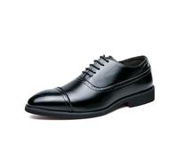 Polished Leather Brogue Detail Oxford Shoes Black
