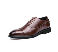Polished Leather Brogue Detail Oxford Shoes Brown