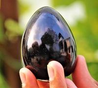 Polished Natural Black Obsidian Crystal Quartz Stone Egg (65mm/160gm) Chakra Healing Raw Figurine Egg Minerals Specimen Home Decorative Piece