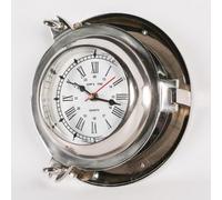 Polished Nautical Cabin Ships Round Wall Clock