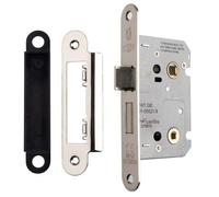 Polished Nickel Locking Bathroom Door Sashlock Latch - Radius Forend 76mm Deep