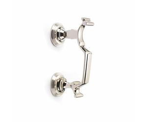 Polished Nickel Reeded Doctor Door Knocker Front Back Heavy Quality Large Solid AB Hardware