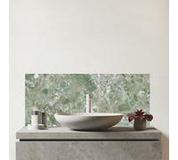 Polished Sage Green Quartz Effect Glass Bathroom Splashback Warren Reed - Designer Green One Size