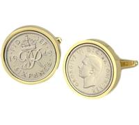 Polished Sixpence Gold Mount Cufflinks | 1949 Anniversary Coins 77th Birthday