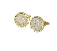 Polished Sixpence Gold Mount Cufflinks | 1955 Anniversary Coins 71st Birthday