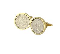 Polished Sixpence Gold Mount Cufflinks | 1956 Anniversary Coins 69th Birthday