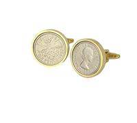 Polished Sixpence Gold Mount Cufflinks | 1957 Anniversary Coins 69th Birthday