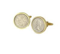 Polished Sixpence Gold Mount Cufflinks | 1958 Anniversary Coins 67th Birthday