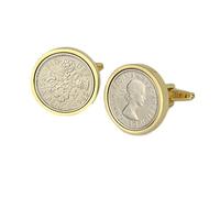 Polished Sixpence Gold Mount Cufflinks | 1965 Anniversary Coins 61st Birthday