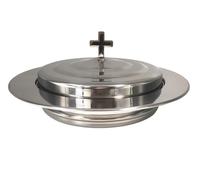 Polished Steel Communion bread Tray Plate With Cover for Churches,Stackable Communion Bread Plates With Lid for Communion Supplies, Stacking Communion Bread Plate & Bread Plate Cover
