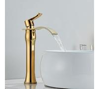 Polished Tall Bathroom Faucet - Deck Mount Hot & Cold Waterfall Mixer Tap for Modern Washbasins, Sl esign, Perfect for Contemporary Bathrooms