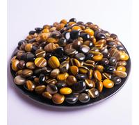 Polished Tigers Eye Round Crystal Chips Bulk 200 Pcs - 0.3" Small Colorful Tumbled Stone Chips Rocks, 10 oz Crushed Sea Glass Vase Filler Stones for Healing, Reiki, Crafting, Home Decor