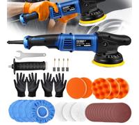 Polisher Buffer 920W Corded Electric DA Car Polisher, 6 Variable Speed 2800-5800 OPM Dual Action Polisher Furniture Car Polishing Machines Kit, 5-Inch Polishing Pads & 12 Sandpapers for Car Detailing
